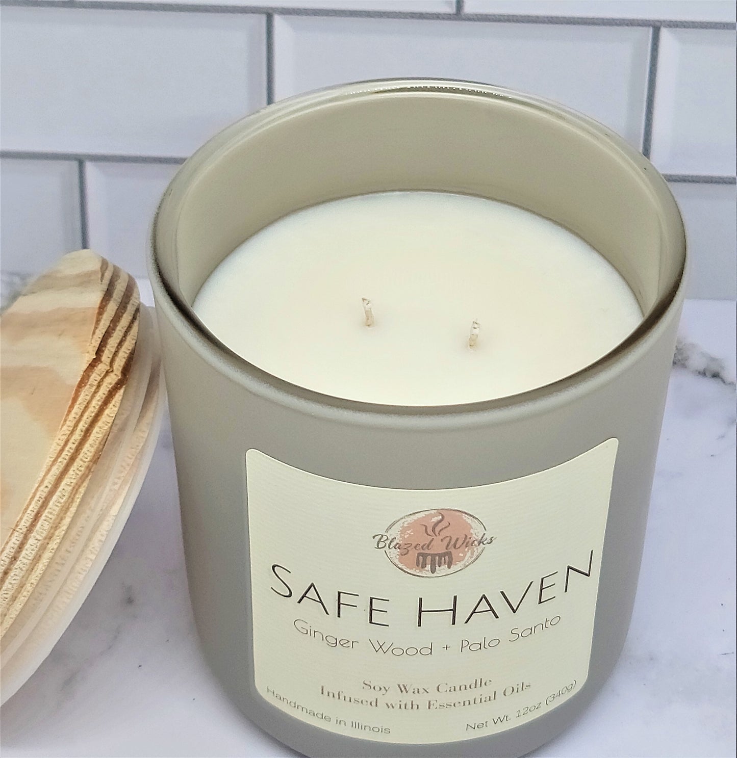 Safe Haven (Ginger Wood + Palo Santo) 12oz Soy Wax Candle