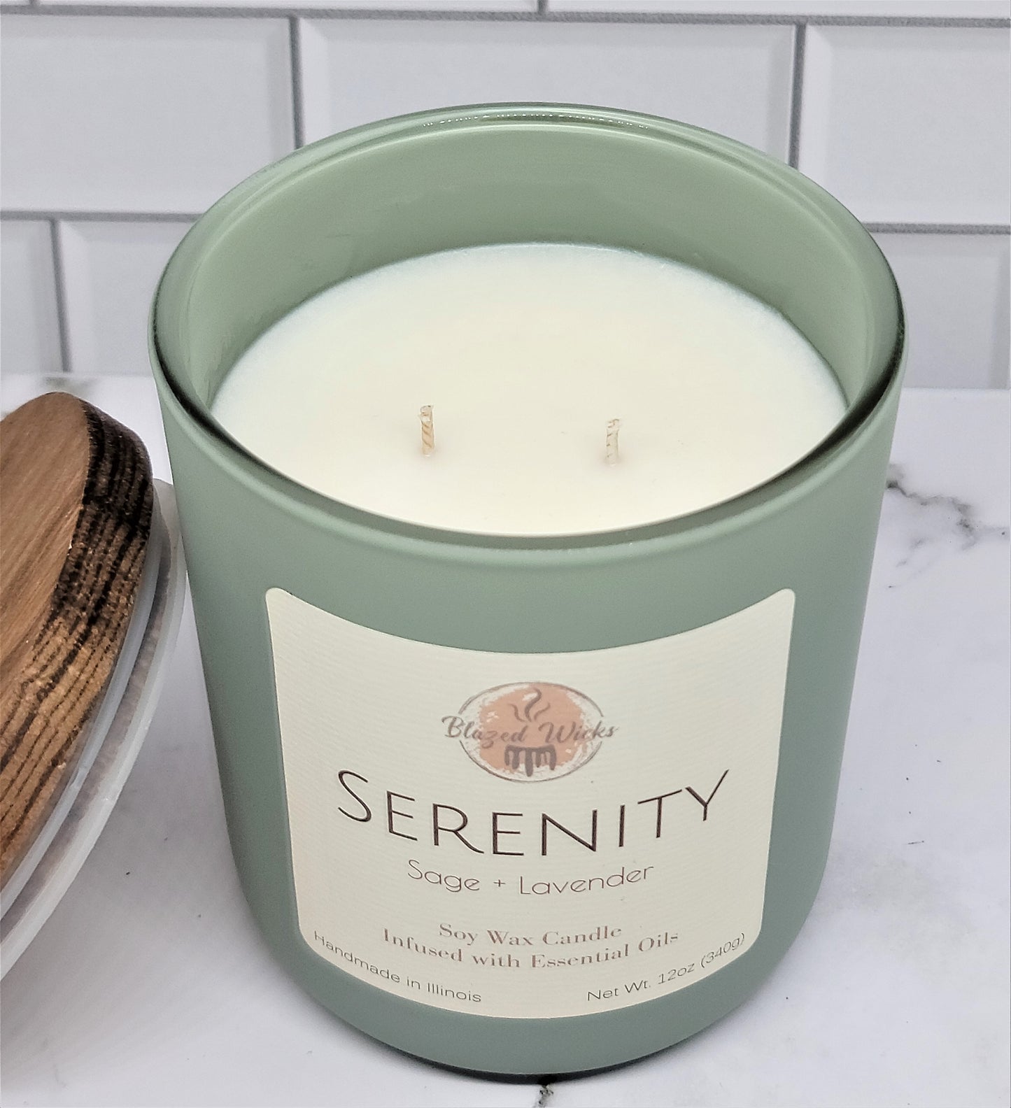 Serenity (Sage + Lavender) 12oz Soy Wax Candle