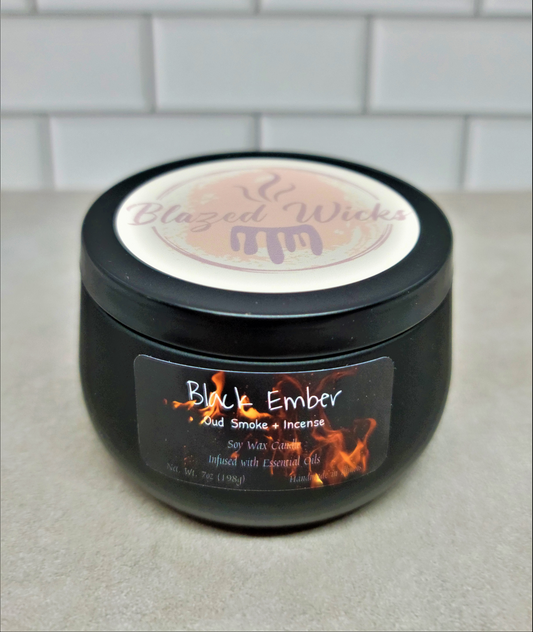 Black Ember (Oud Smoke + Incense) 7oz Soy Wax Candle