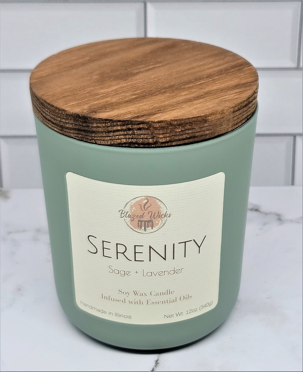 Serenity (Sage + Lavender) 12oz Soy Wax Candle